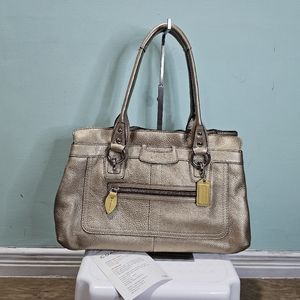Coach Ruffel Collection Coach | Bags | Coach Penelope Metallic Gold Pebble Leather Ruffle Top ...